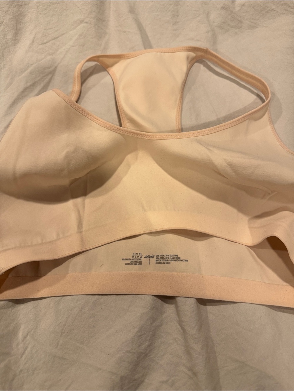 Aerie Light Peach Seamless Racerback Bralette Sz Large soft